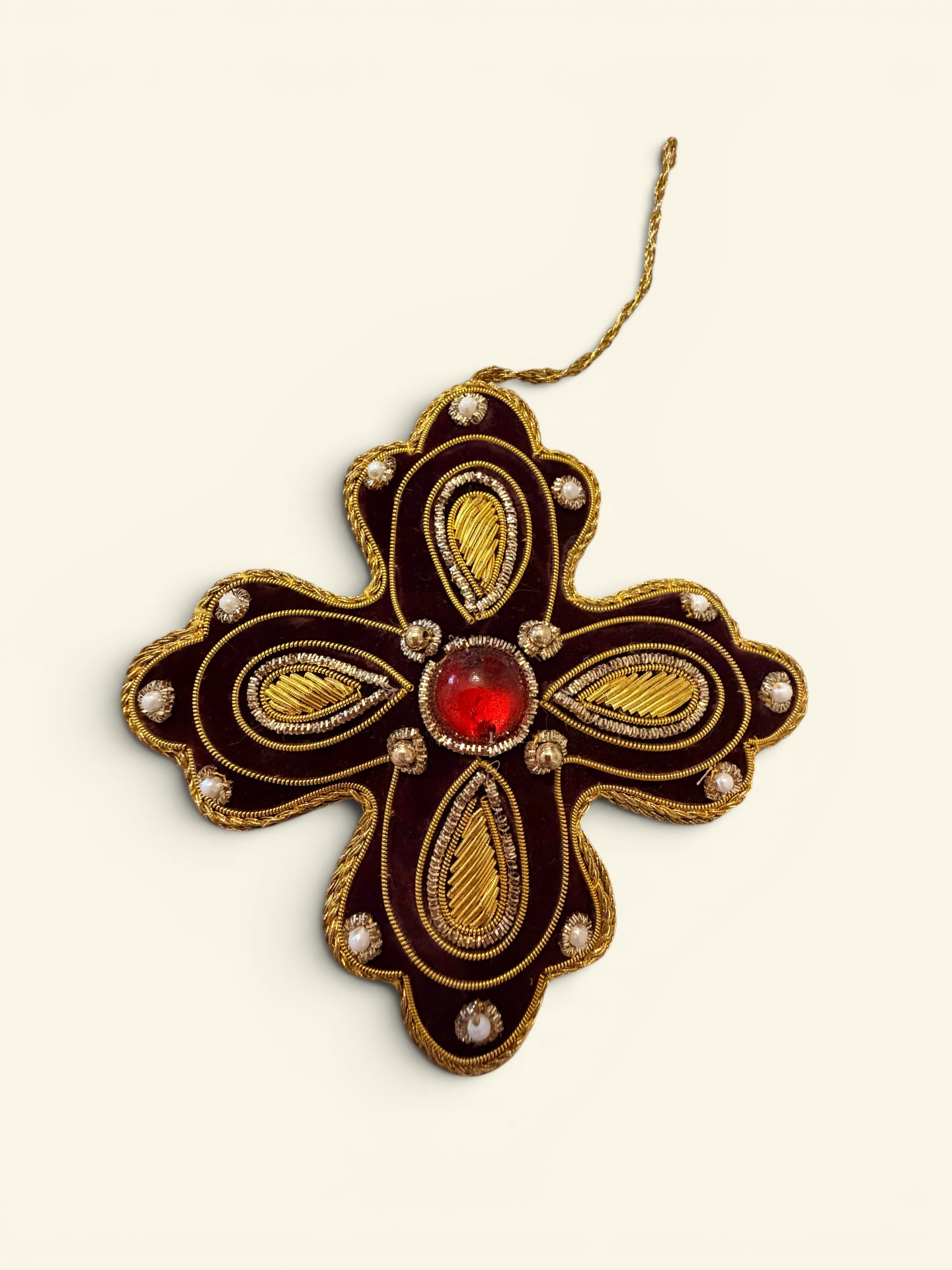 Burgundy Jewel Cross Ornament