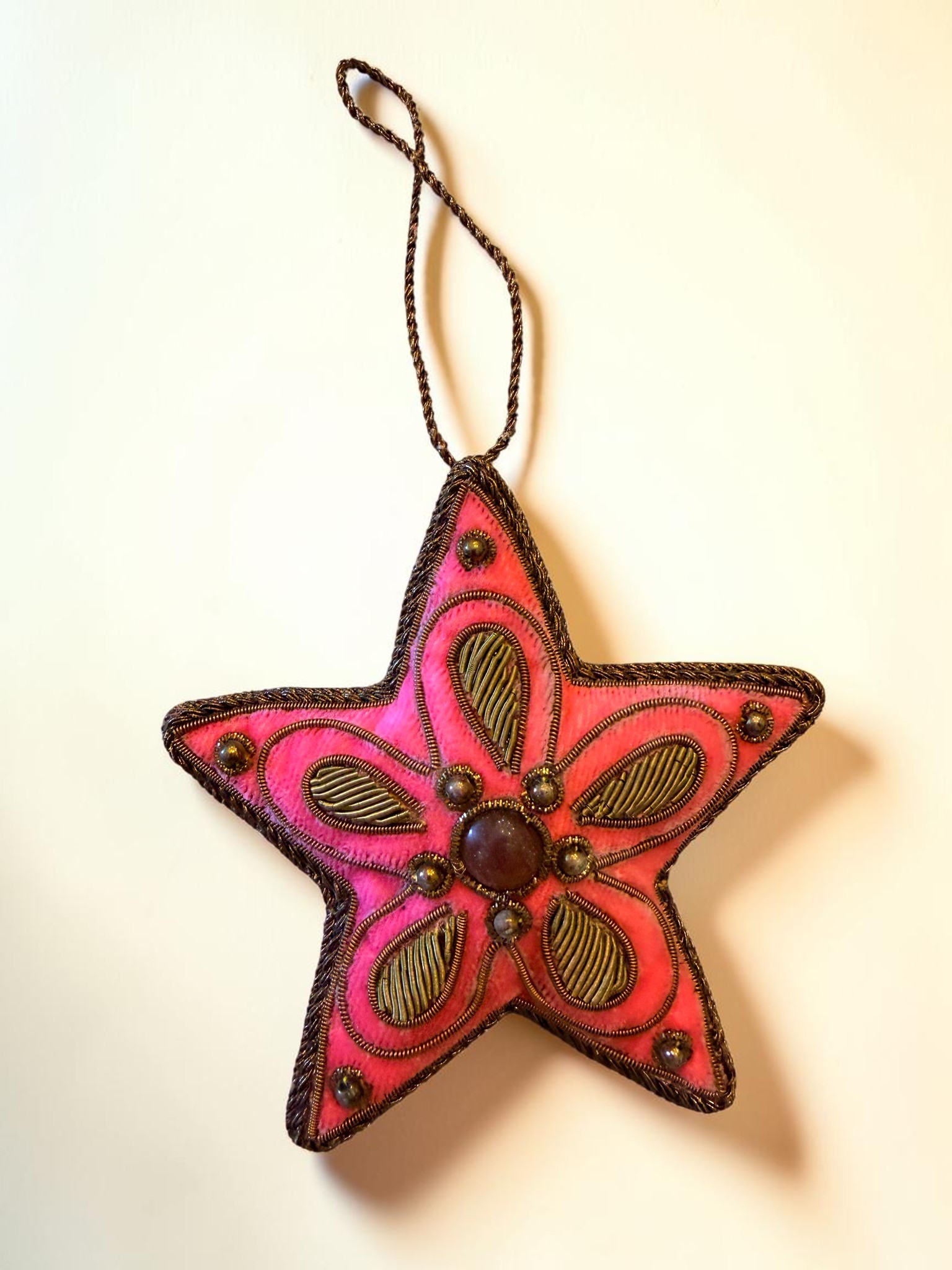 Rose Blossom Velvet Star Ornament