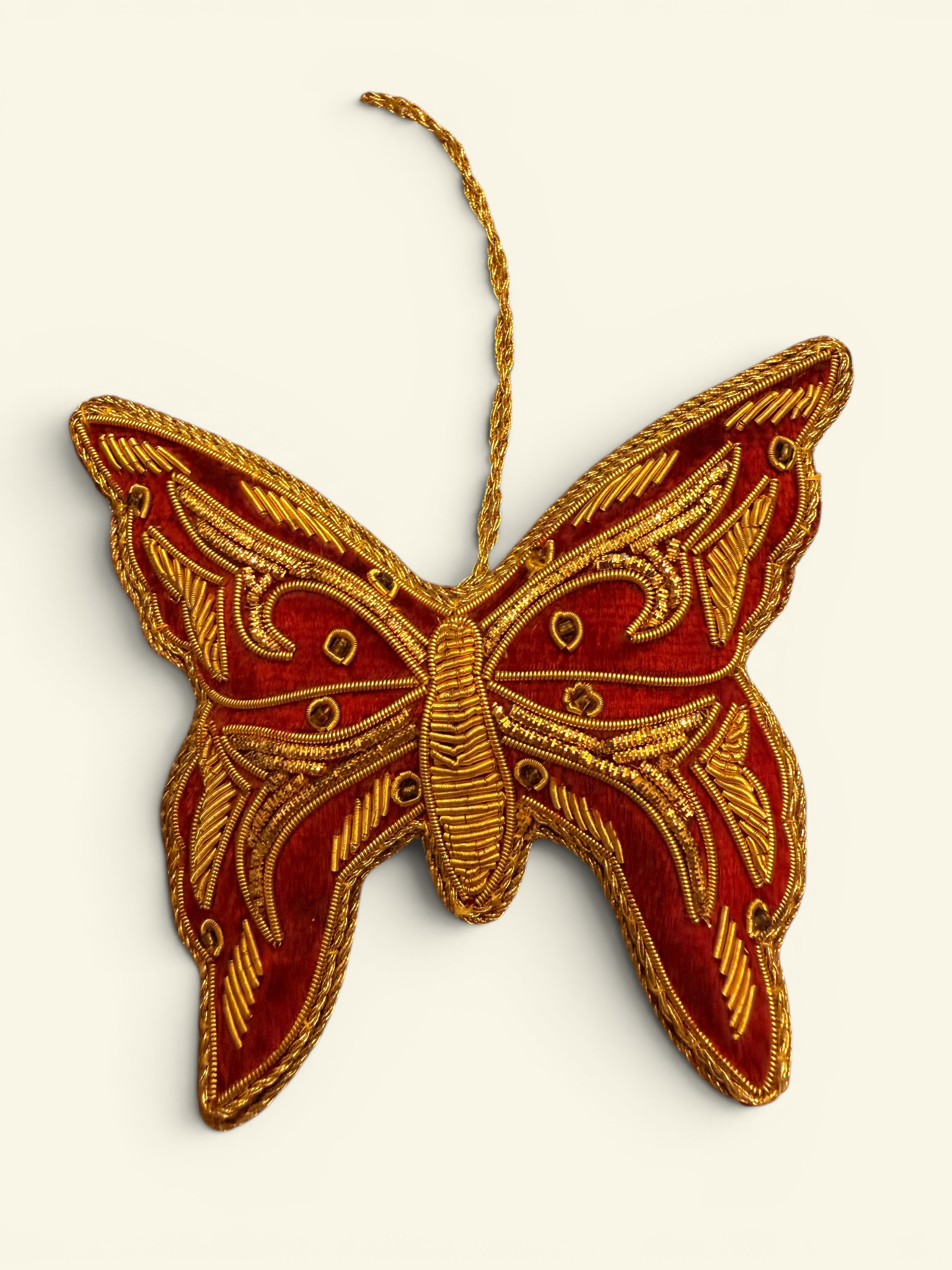 Ruby Velvet Bullion Butterfly Ornament