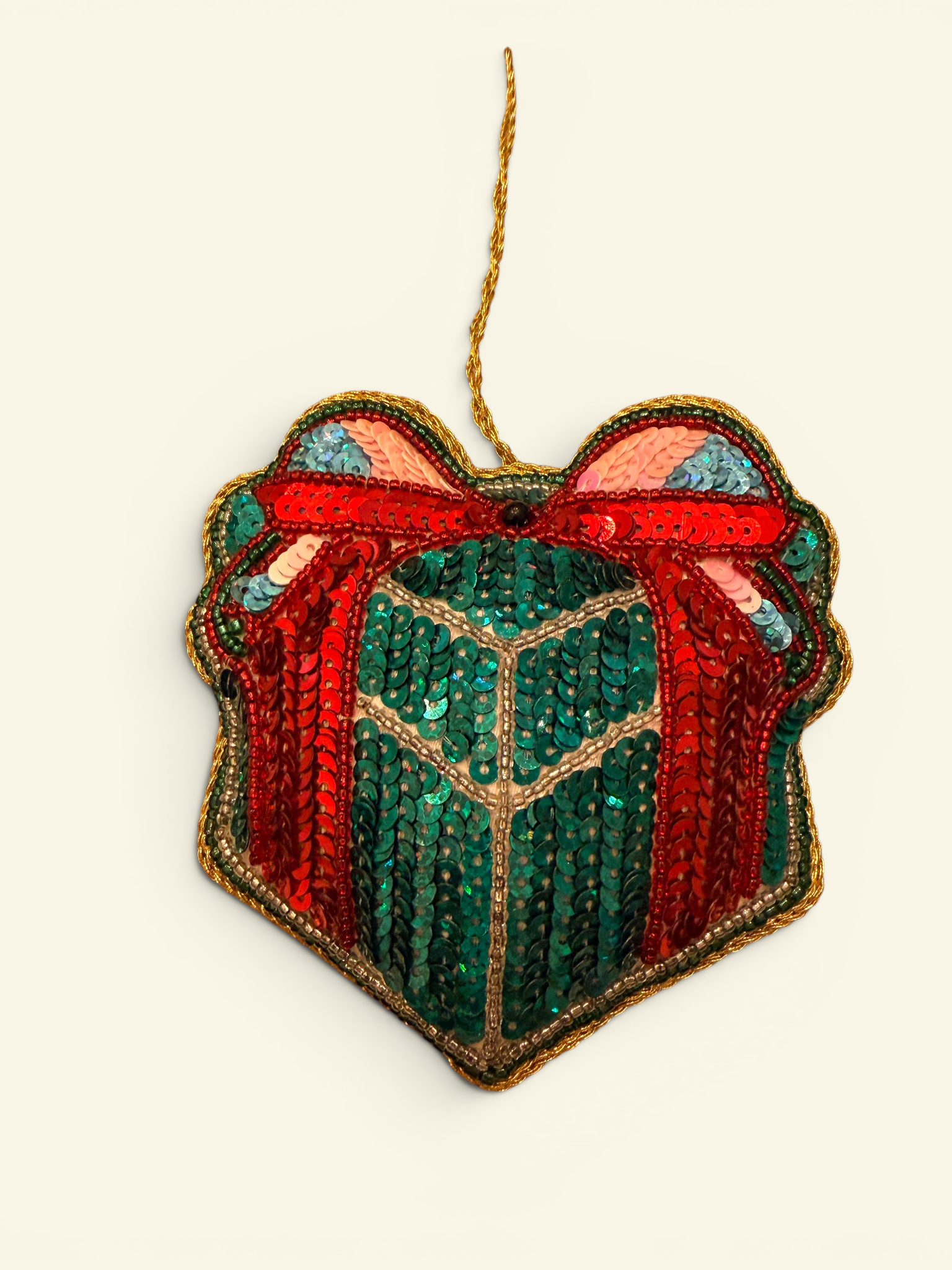 Sequin Gift Box Ornament