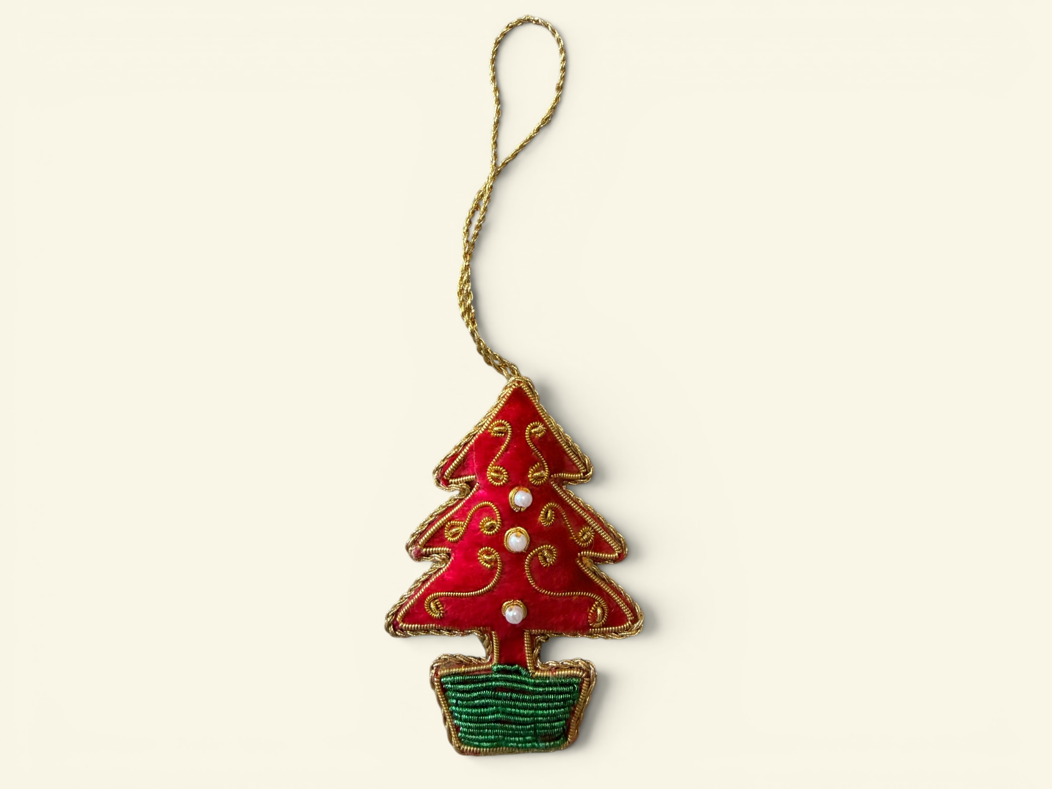 Ruby Velvet Zardozi Tree Ornament