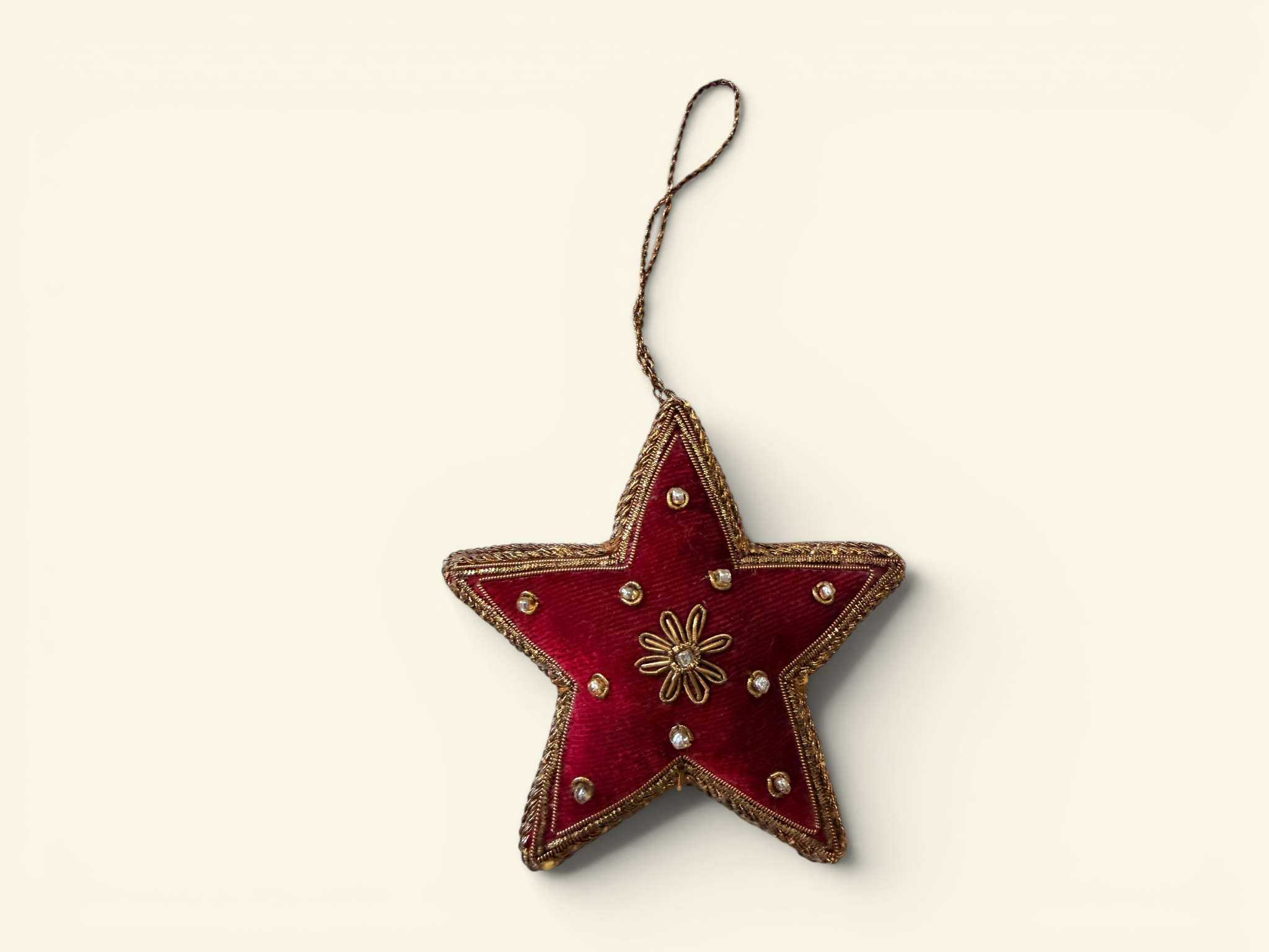 Crimson Velvet Jewel Star Ornament