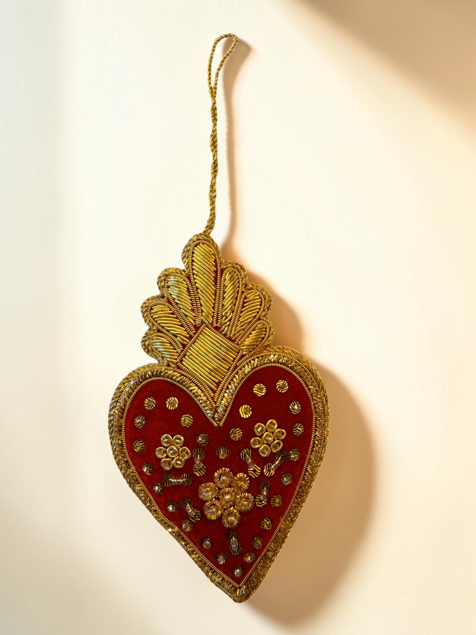 Sacred Flame Velvet Heart Ornament