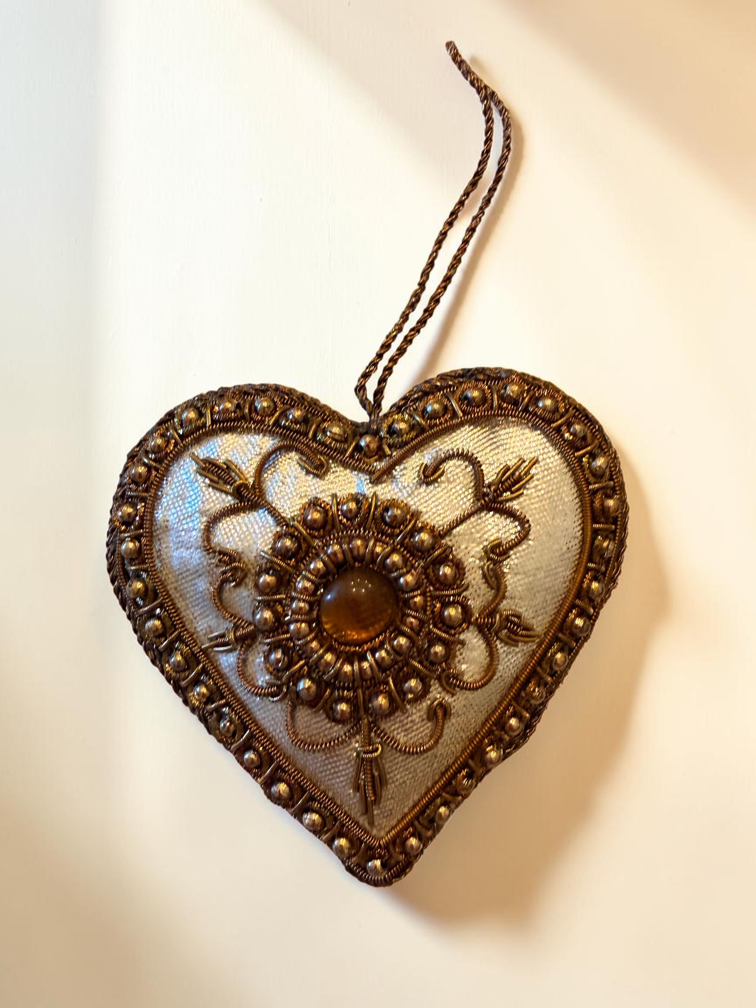 Bronze Medallion Satin Heart Ornament