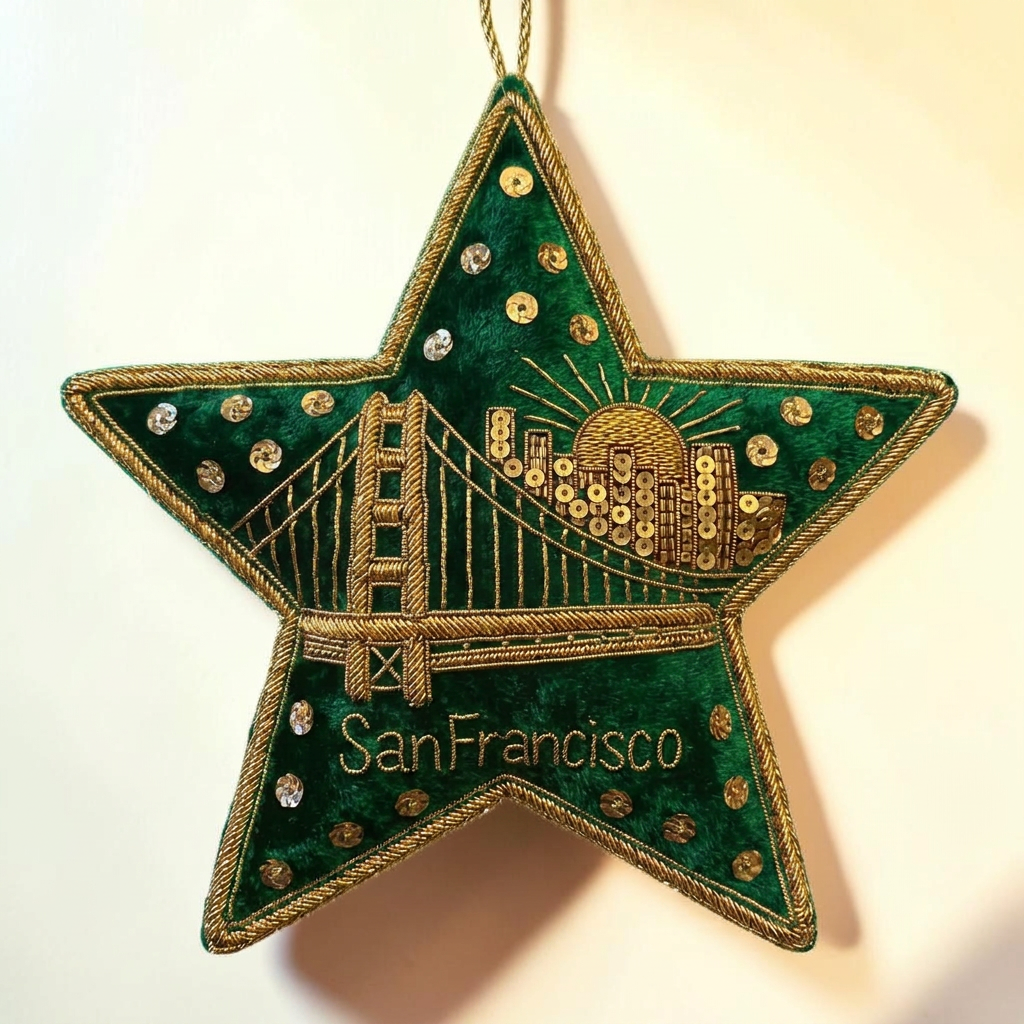 San Francisco Golden Gate Star Ornament — Emerald