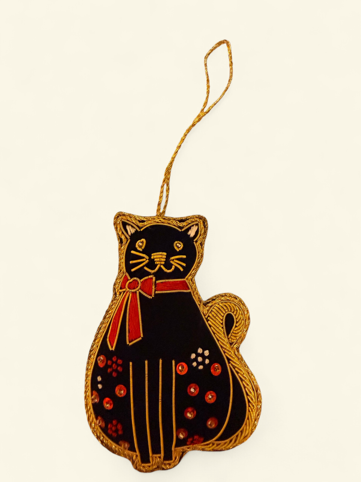Floral Velvet Cat Ornament