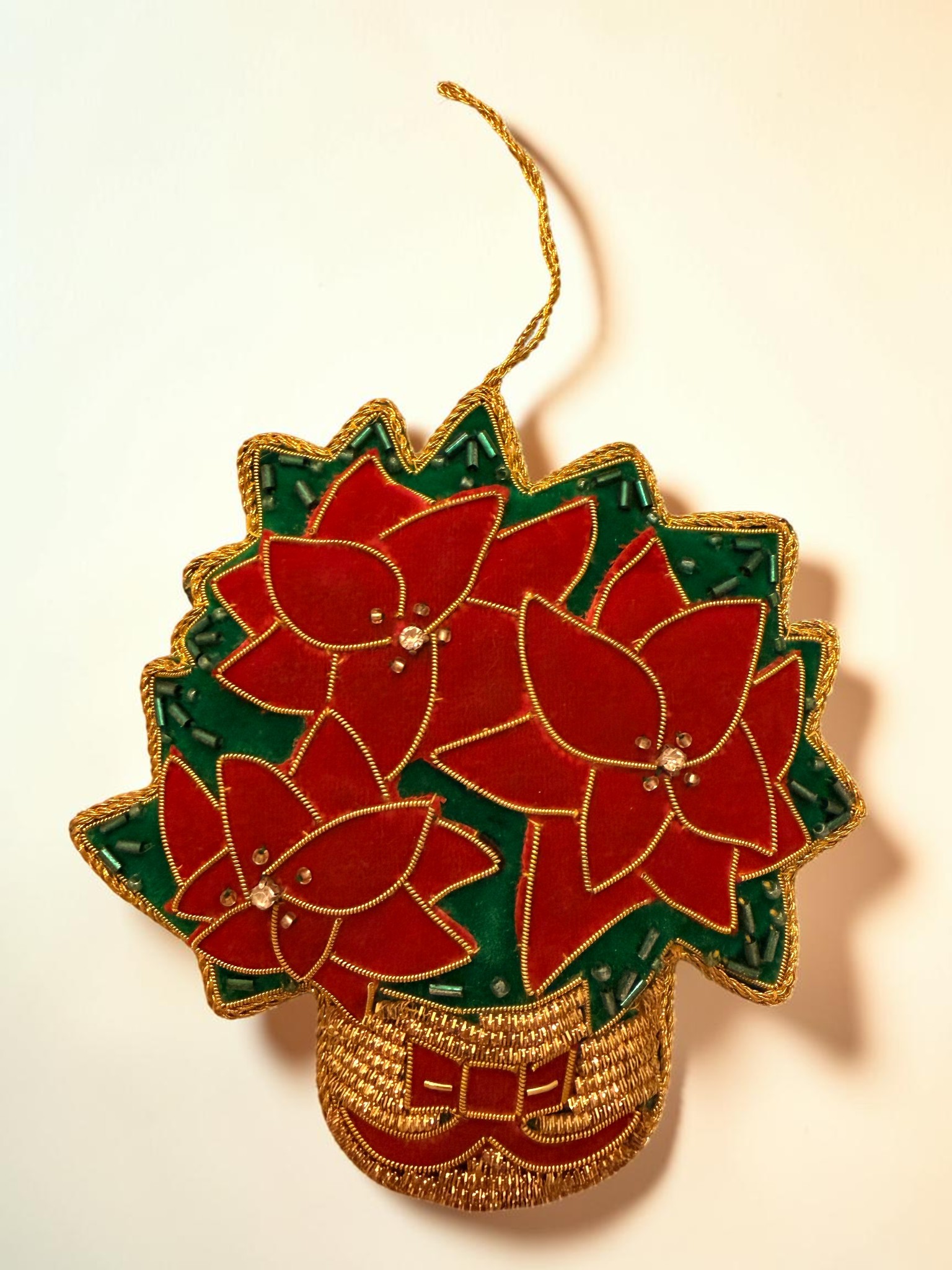 Poinsettia Basket Ornament