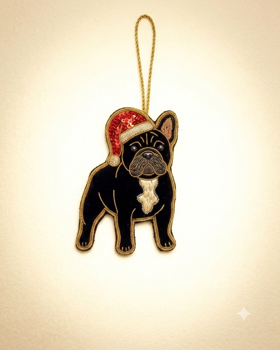 Santa Hat French Bulldog Ornament