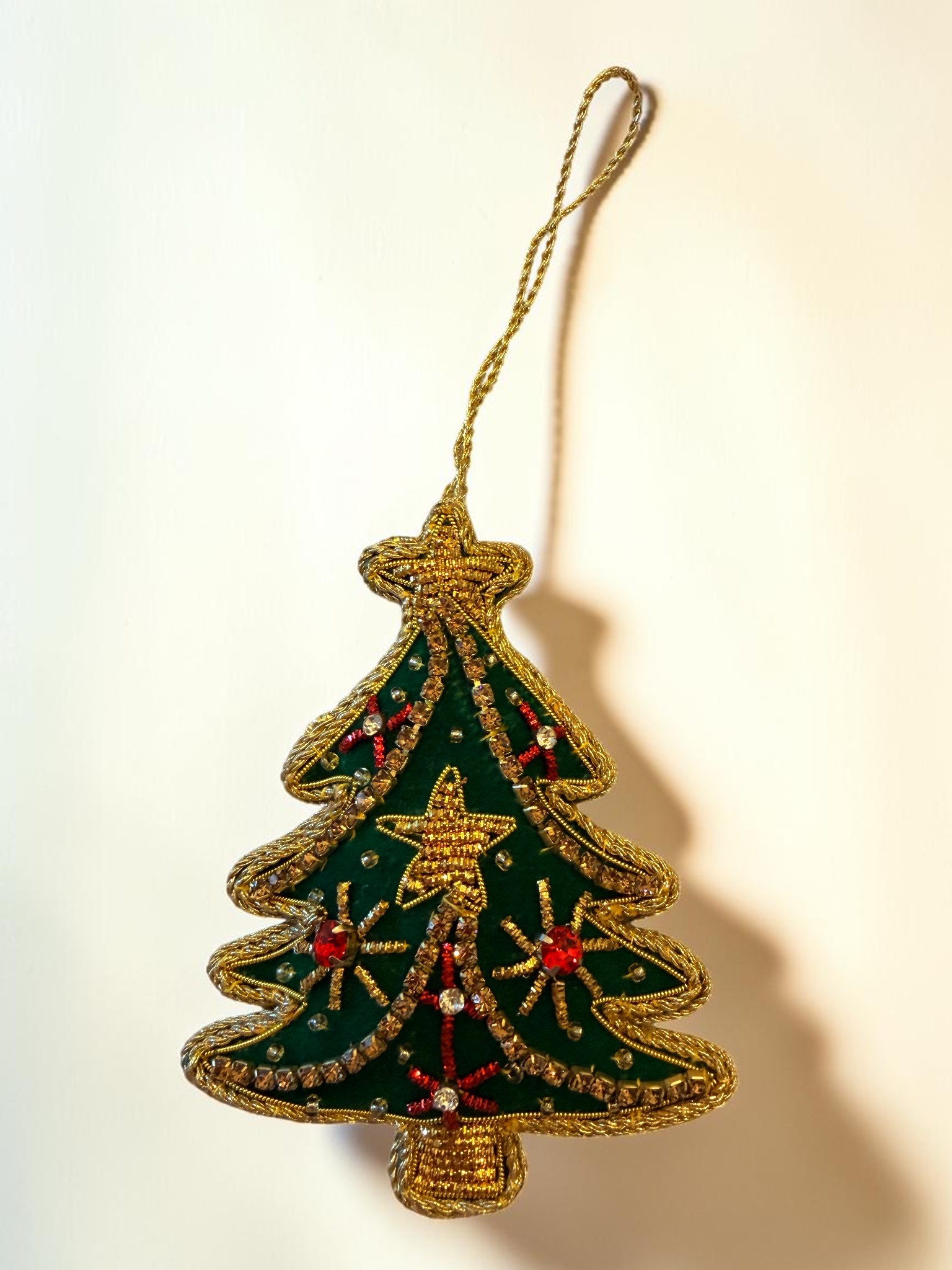 Emerald Velvet Ruby Tree Ornament
