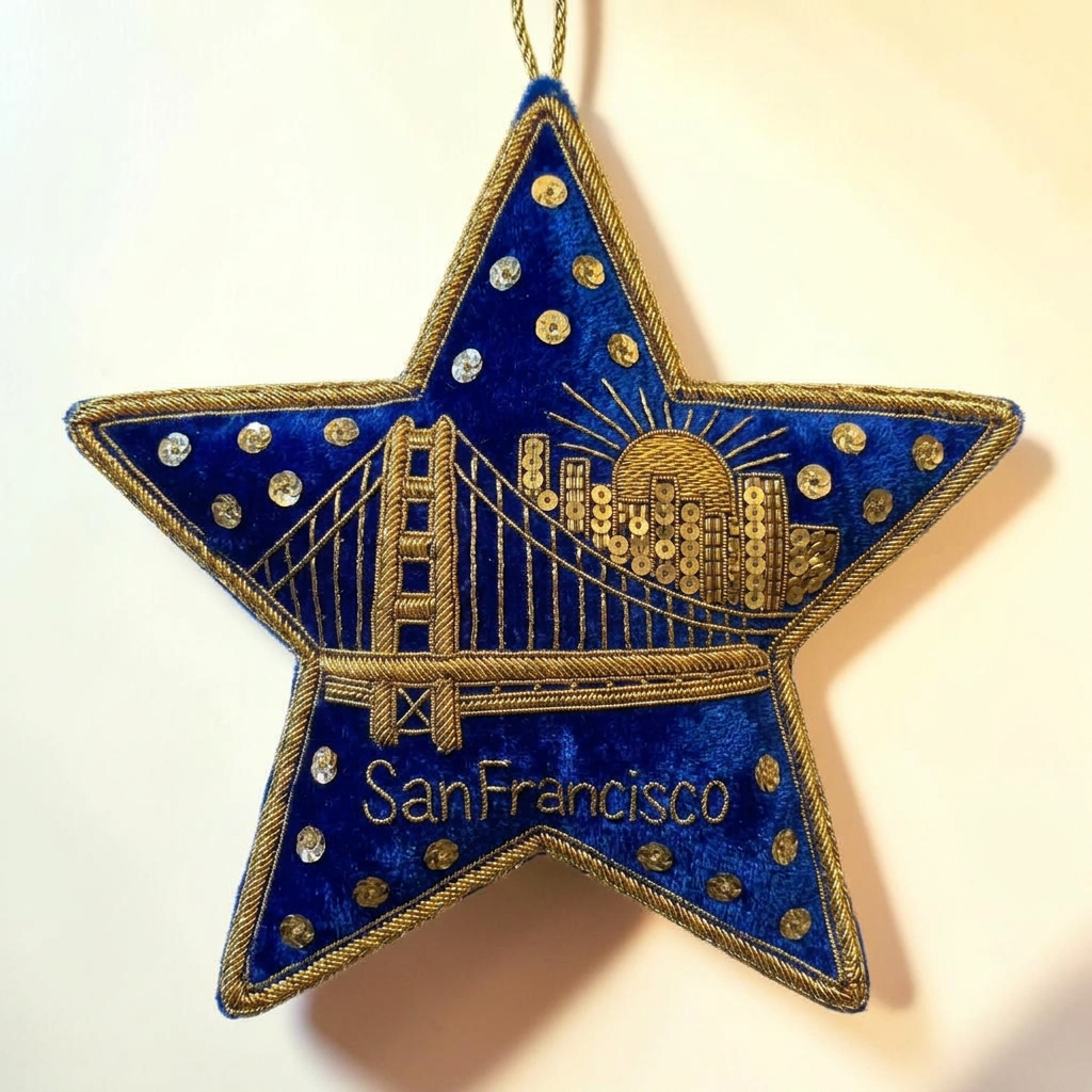 San Francisco Golden Gate Star Ornament — Royal Blue