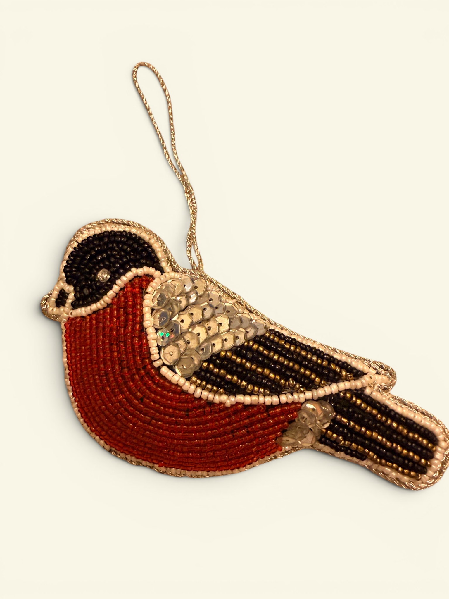 Beaded Bullfinch Ornament
