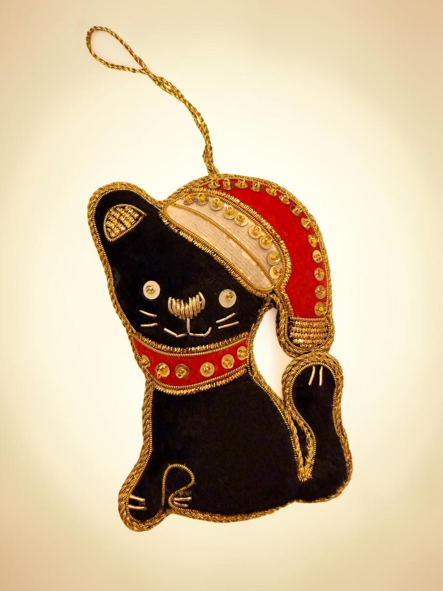 Santa Hat Kitten Ornament
