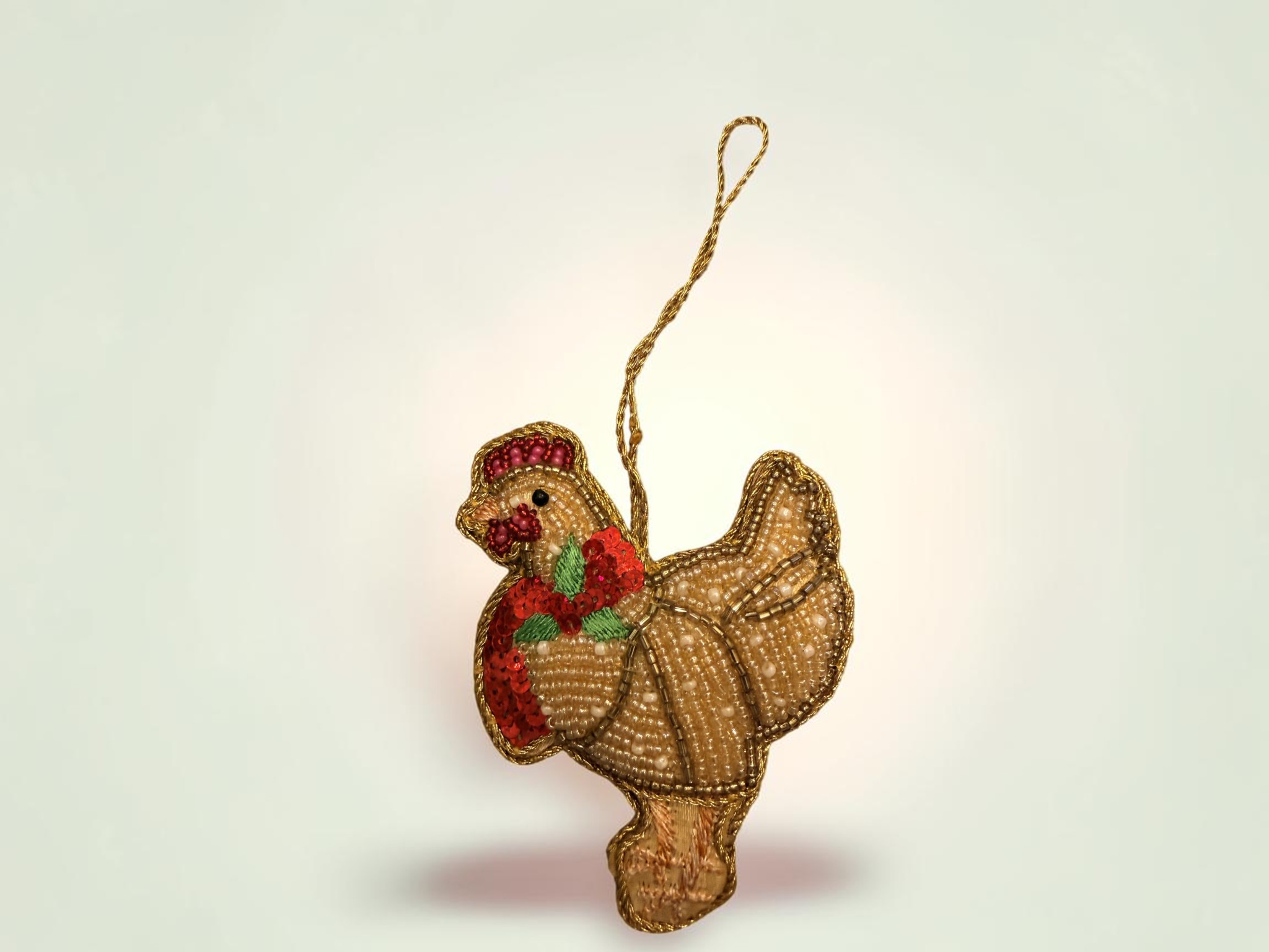 Poinsettia Hen Ornament