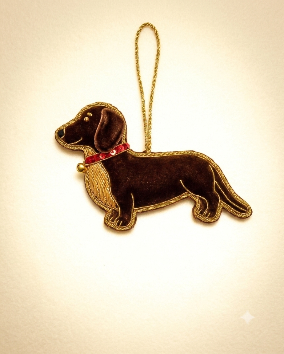 Chocolate Velvet Dachshund Ornament