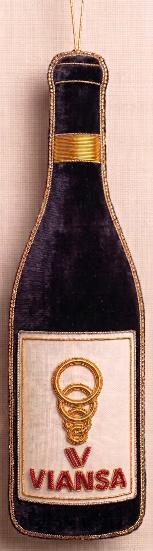 Viansa Wine Bottle Ornament – Red Lettering — view 2