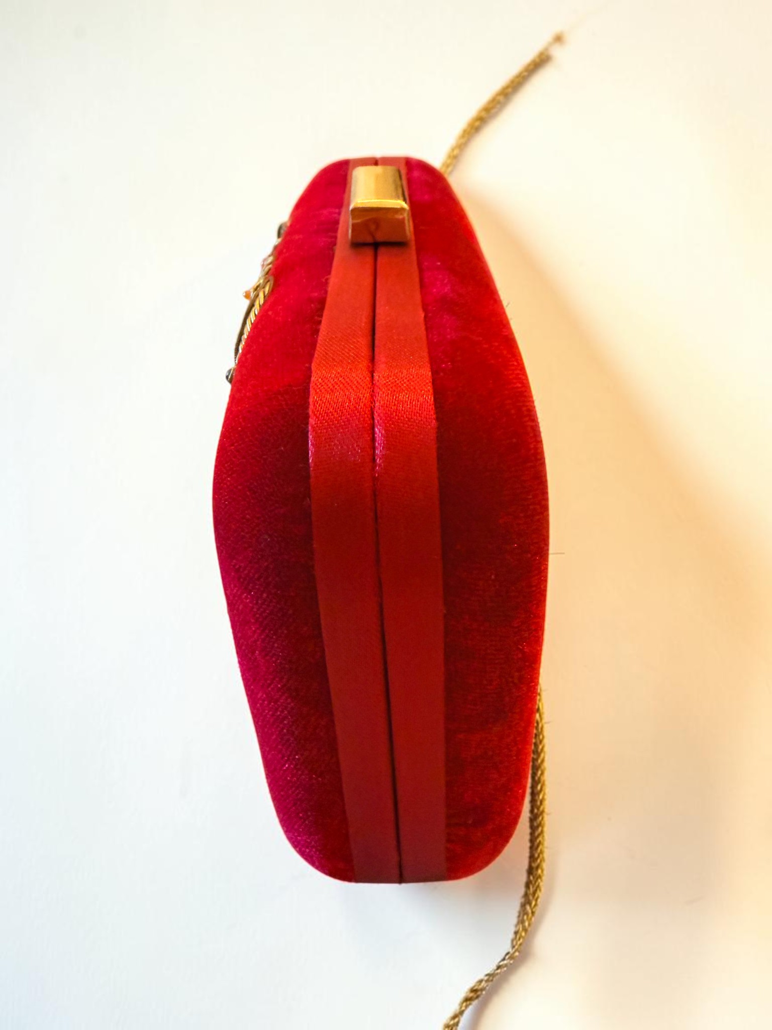 Ruby Velvet Floral Zardozi Clutch — view 2