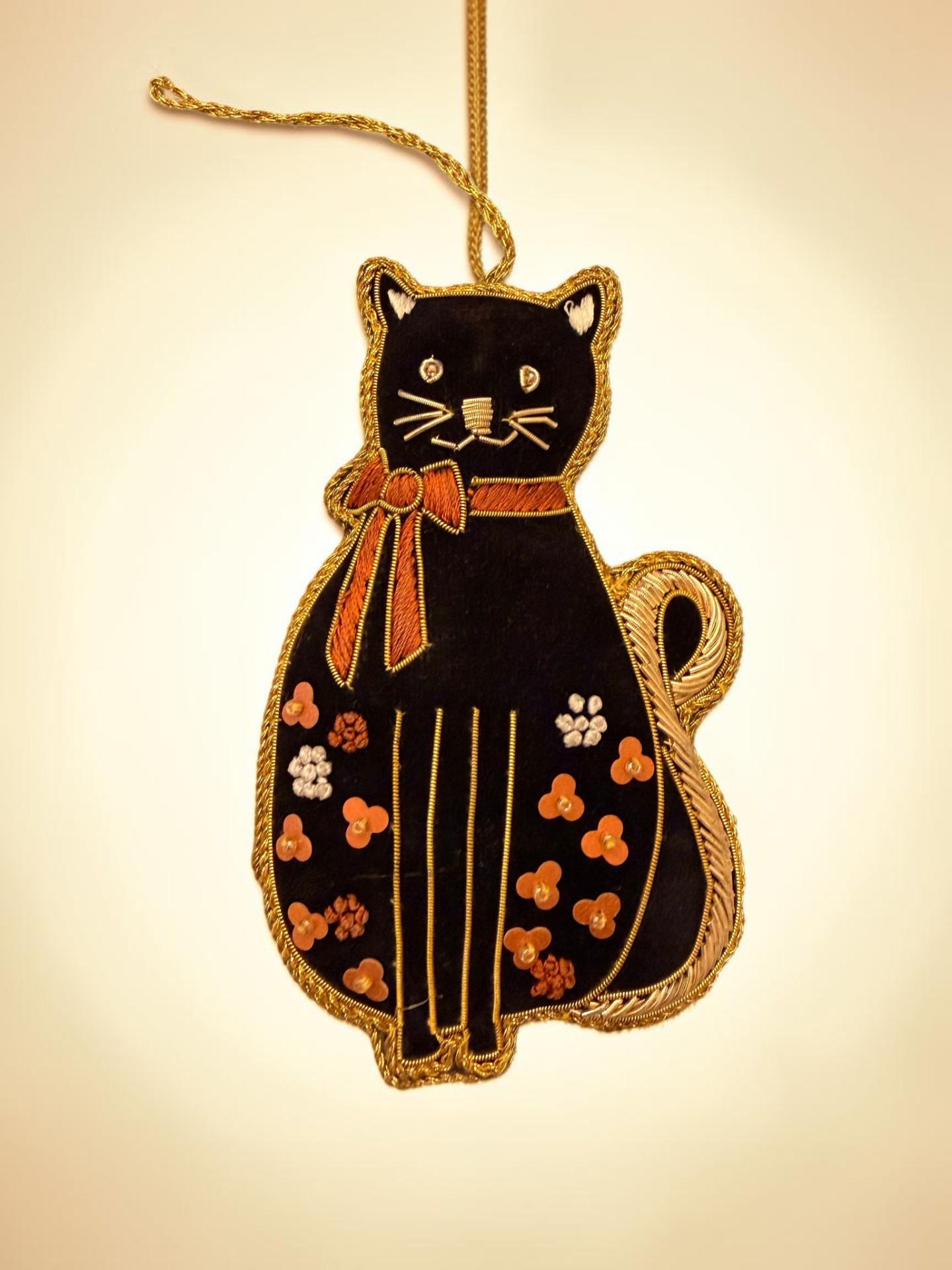 Floral Velvet Cat Ornament
