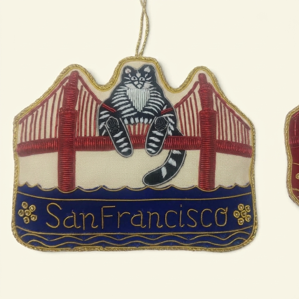 San Francisco Golden Gate Cat Ornament — Tuxedo