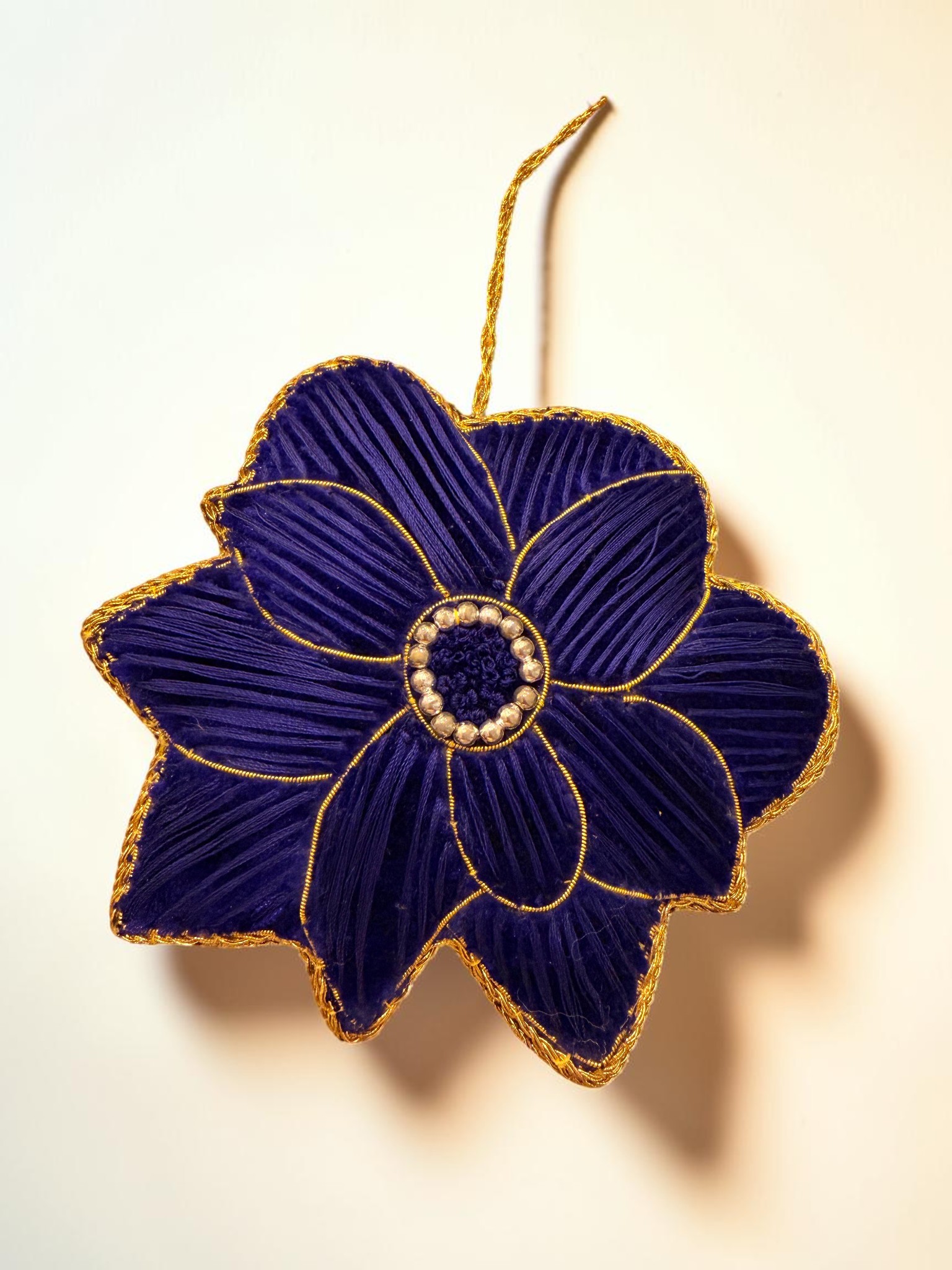 Indigo Velvet Daffodil Ornament